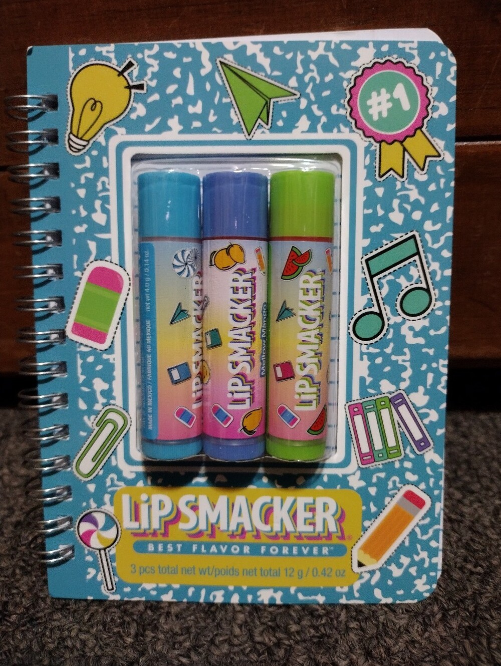 LIP SMACKER Trio Lip Balm Set With Notebook - Blue, Purple, Green